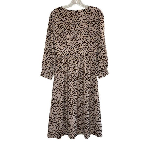 J CREW Womens Brown Leopard Button Front Midi Dress NEW $148 Long Sleeve SZ: 2 - Picture 7 of 11